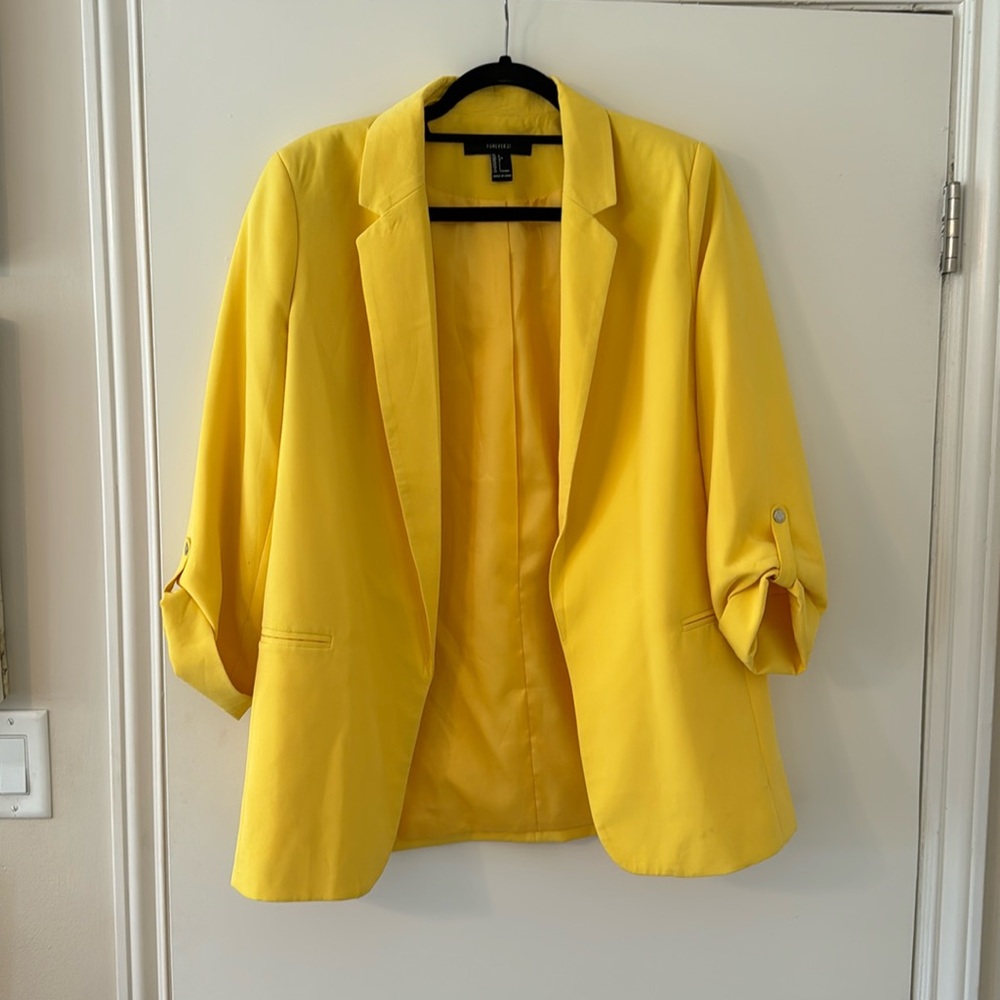 Forever 21 Yellow Suit Jacket Vibrant Blazer